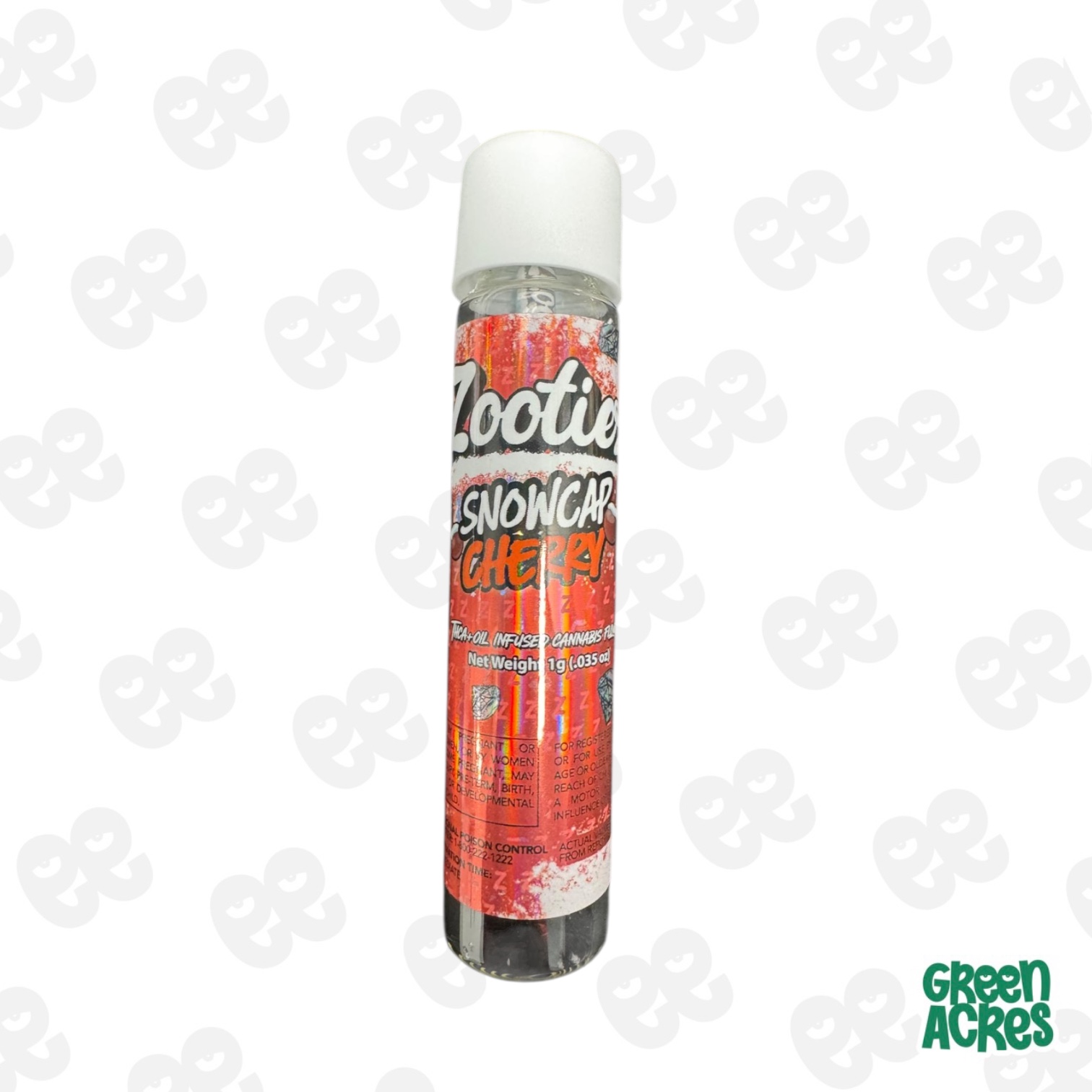 Photograph of product: Zooties: Snowcap Cherry 1G Infused Pre-Roll