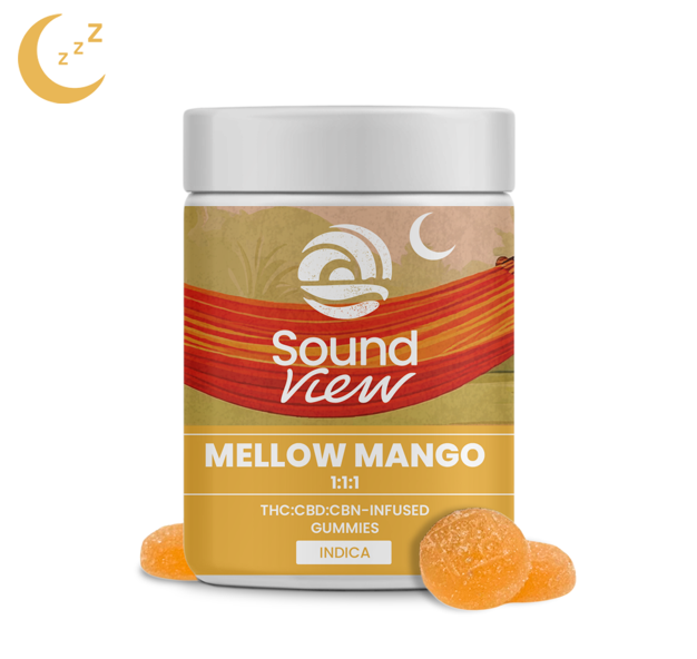 Photograph of product: SoundView Mellow Mango 1:1:1 Gummies T98.6 C97.4 C94.6 (I) 20 Pack - 00113