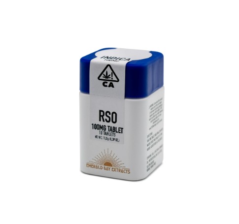 Photograph of Product: Emerald Bay Extracts: (100mg x 10ct) RSO Tablets Indica (Glitter Bomb)