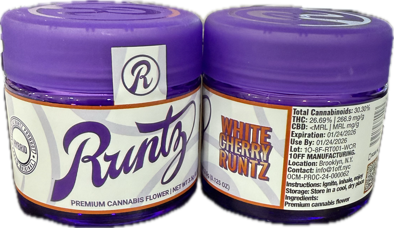 Photograph of product: Runtz | Flower | Jar | White Cherry Runtz  | 3.5g | Hybrid | 26.69 TH-oui