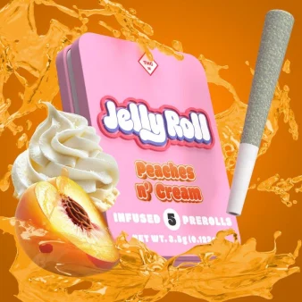 Photograph of product: Jelly Roll | 5pk 0.7g Infused Pre-Roll | Peaches n Cream