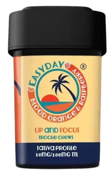 Photograph of product: Easyday: Blood Orange Raspberry Up & Focus 100MG Gummies (10mgx10)