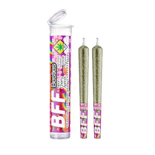 Photograph of product: Neon Cherry Apricot BFF Infused Pre-Roll 2-pack | 1.5g (DOH)