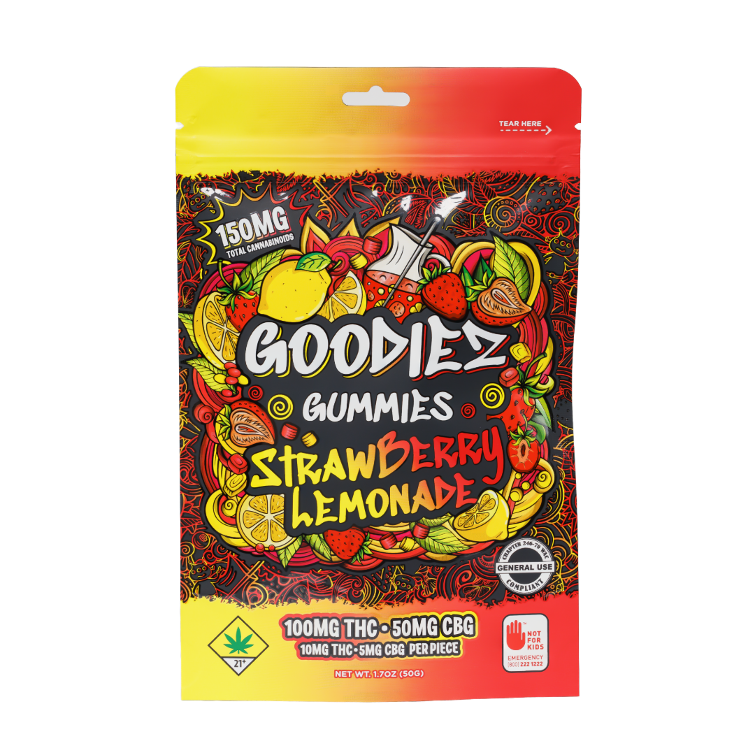 Photograph of product: Strawberry Lemonade CBG 150mg 10pk Gummies Goodiez