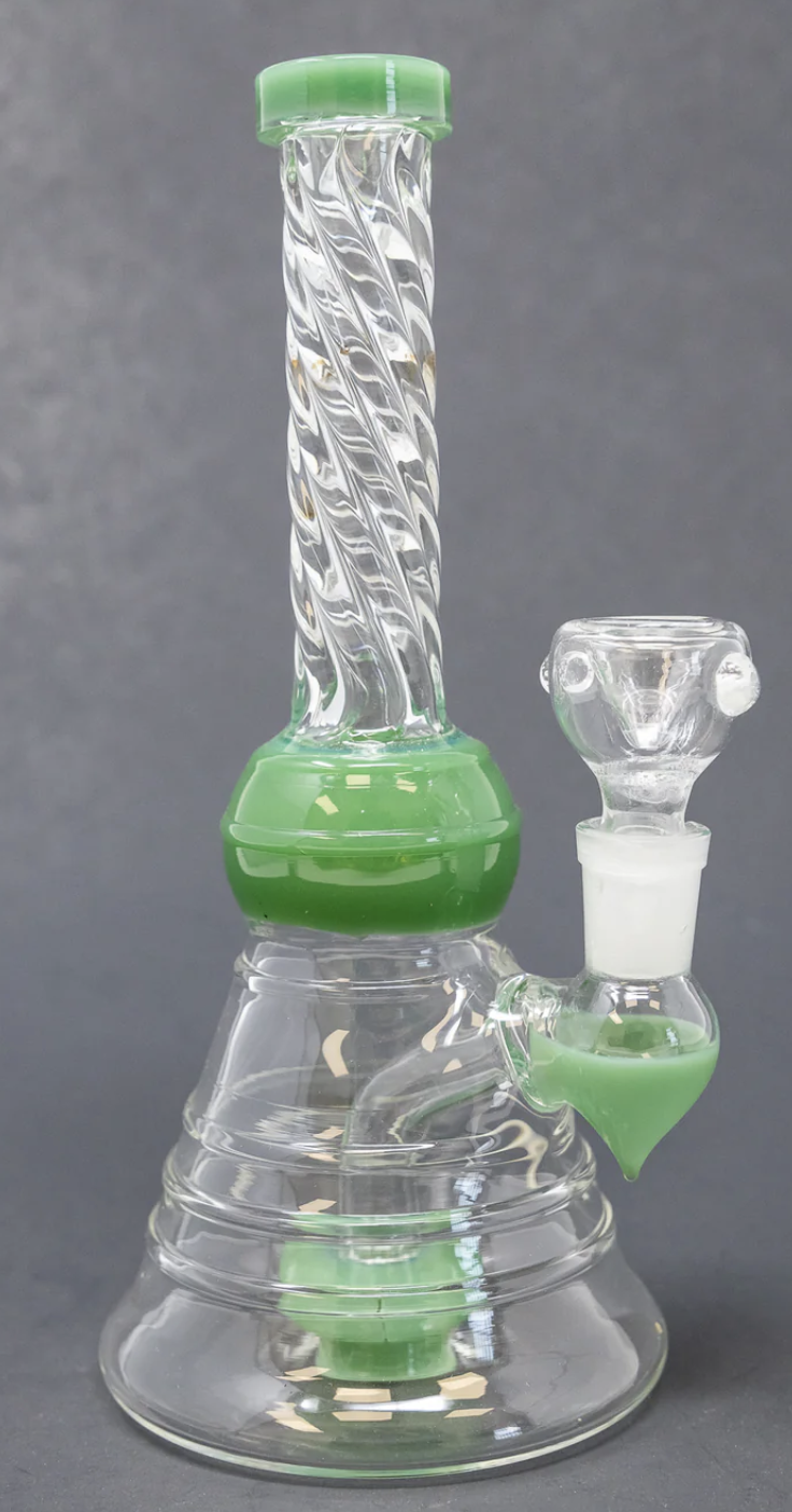 Photograph of product: 8" Green Twisted Neck Bong