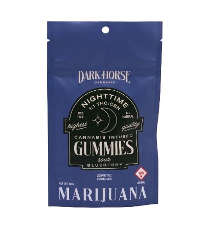 Photograph of product: 200mg Gummies | Sour Blueberry 1:1 TH-oui:CBN