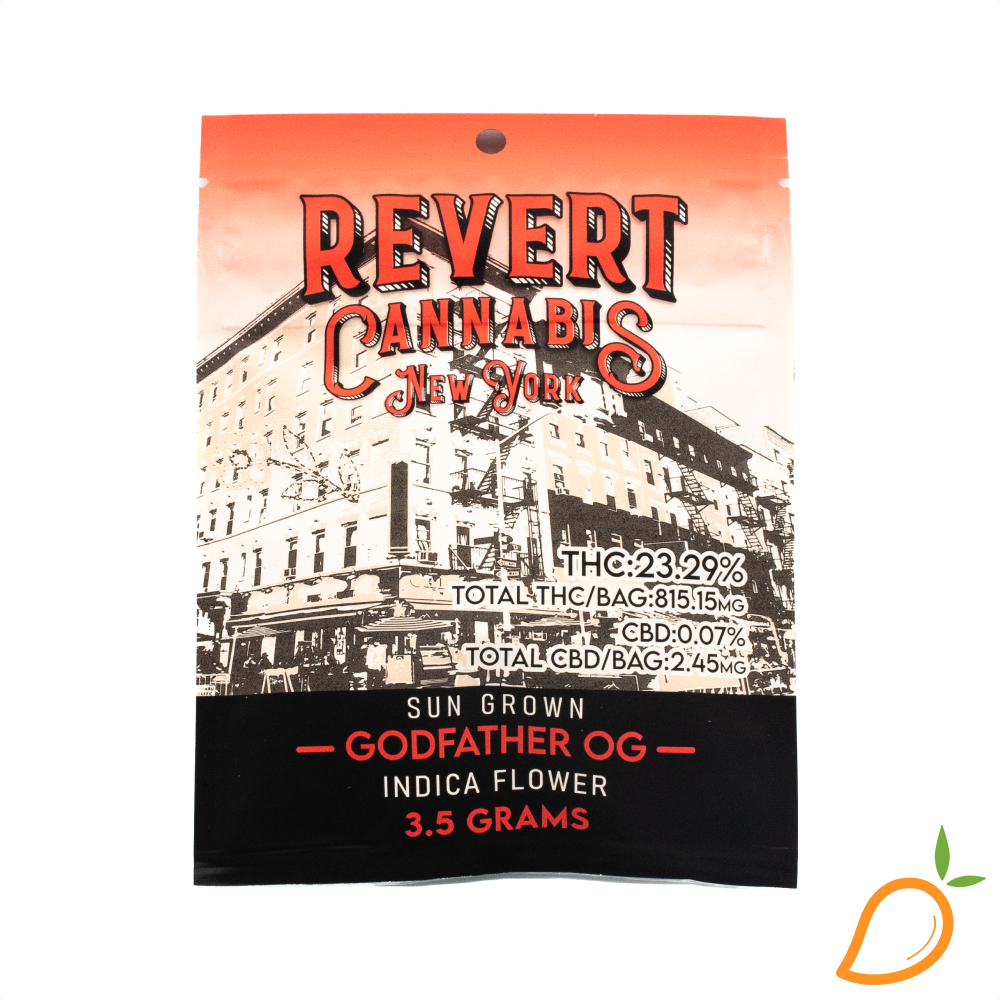 Photograph of product: 3.5g Godfather OG Prepackaged Flower Revert
