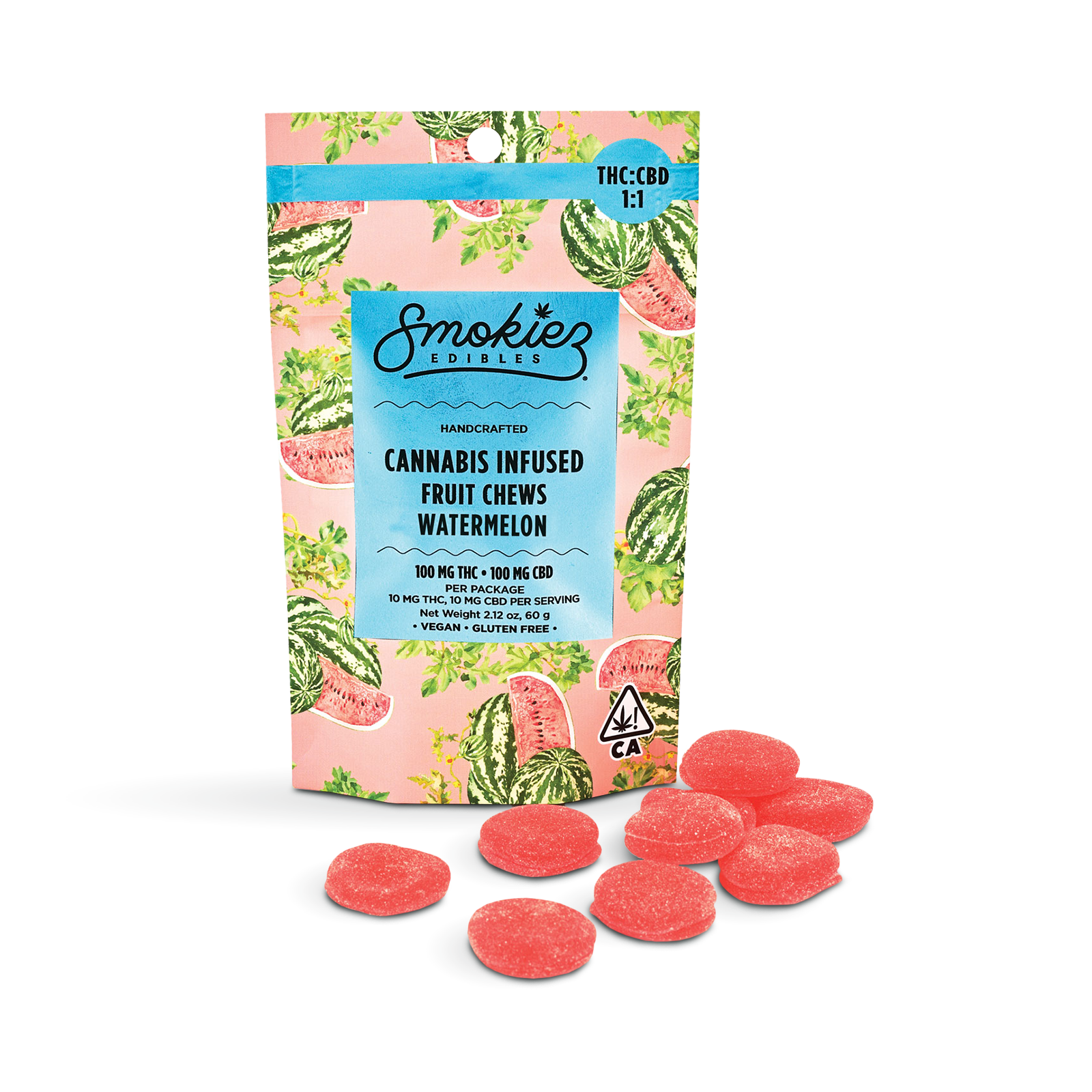 Photograph of product: WATERMELON FRUIT CHEWS (1:1 TH-oui:CBD)