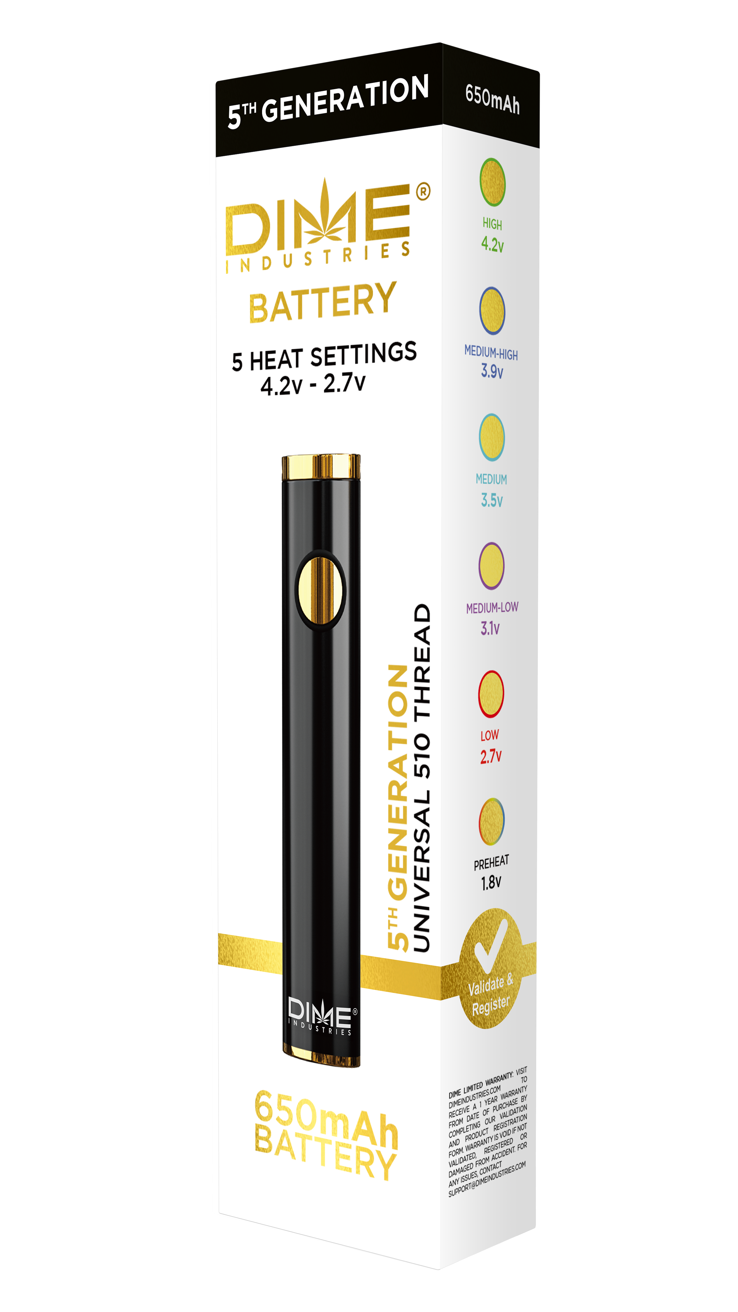 Photograph of product: DIME - BATTERY - 510 - BLACK