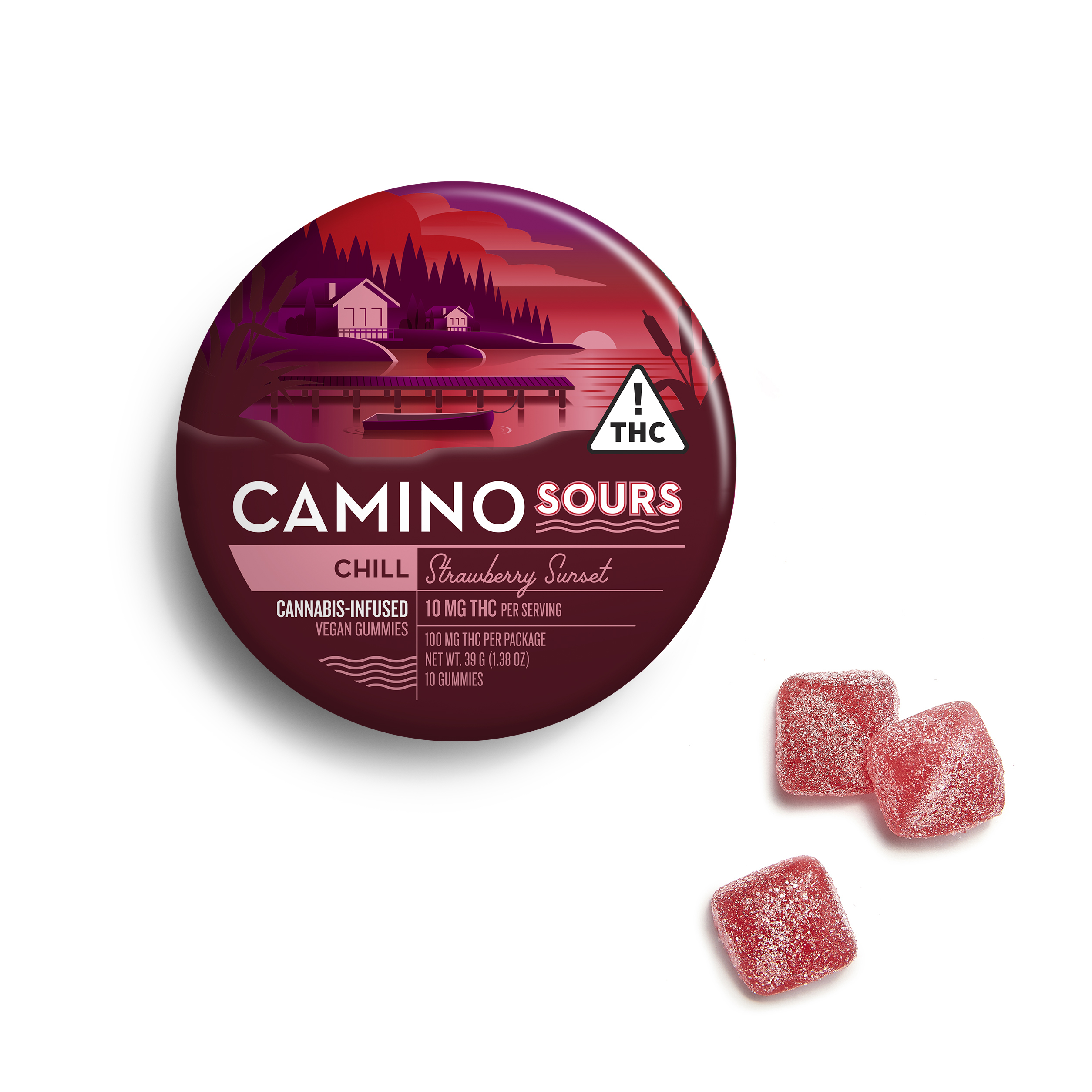 Photograph of product: Camino Sours Strawberry Sunset Vegan Gummies 10mg 10pk