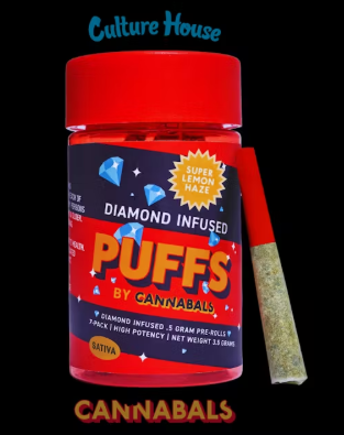 Photograph of product: Cannabals | Puffs Infused Pre-Roll 7pk (3.5g) | Super Lemon Haze