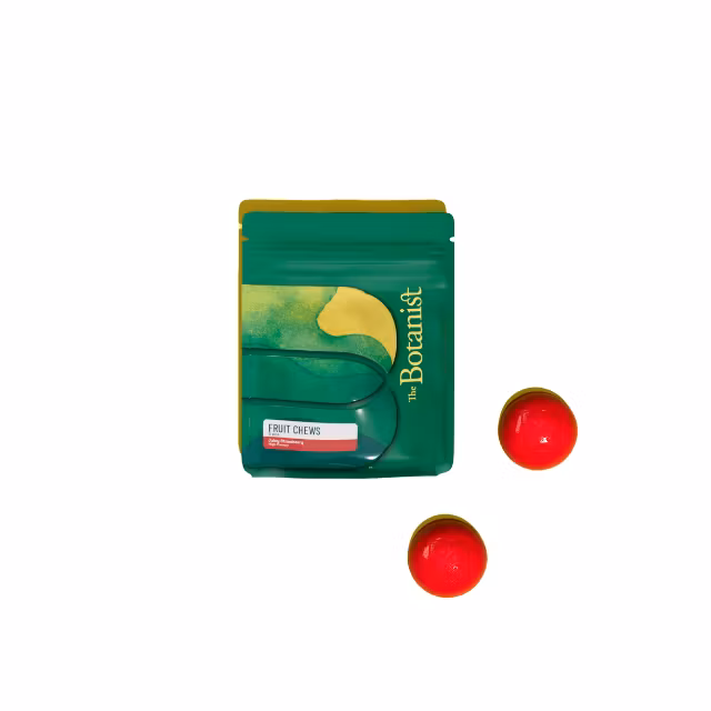 Photograph of product: The Botanist Juicy Strawberry (I) Fruit Chews 25mg 4pk