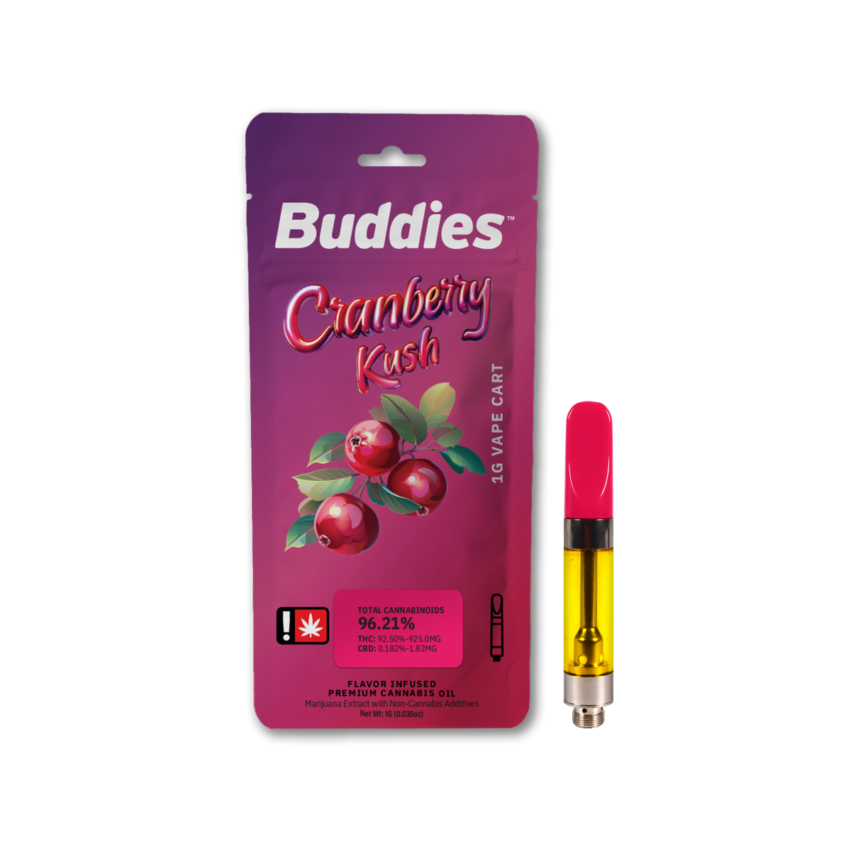 Photograph of product: Buddies Cartridge Distillate- Cranberry Kush