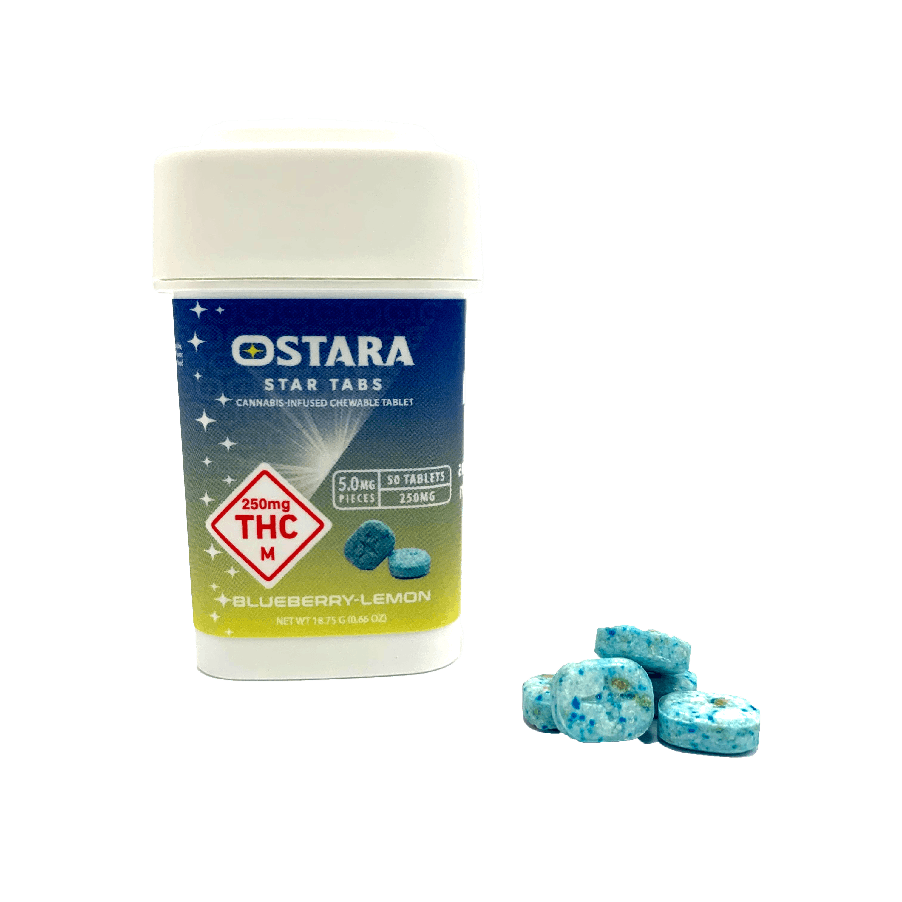 Photograph of product: Ostara: Star Tabs | Blueberry Lemon | 250mg | 25pk