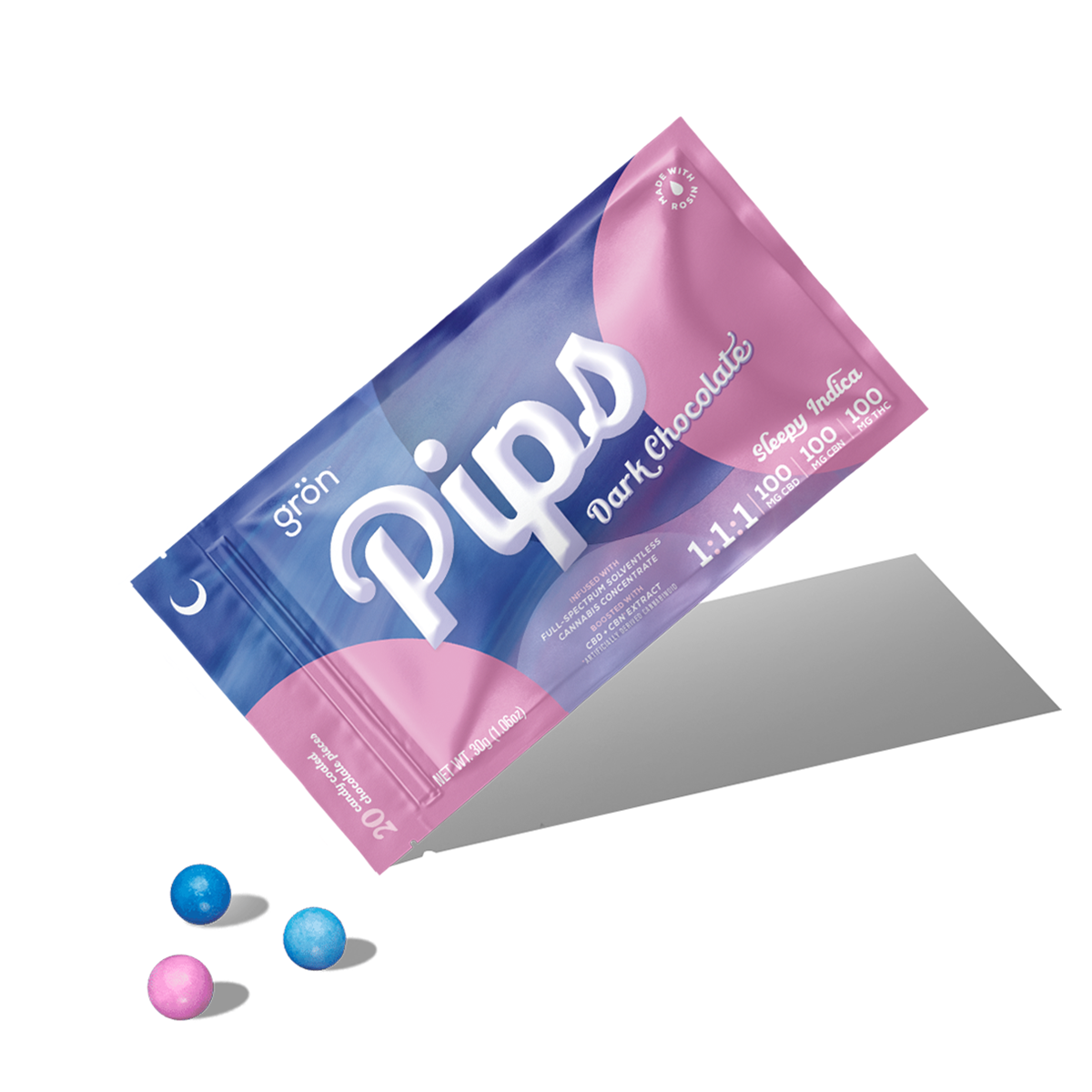 Photograph of Product: 1:1:1 Dark Chocolate Pips - CBD/CBN/THC - Sleepy Indica