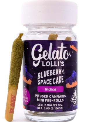 Photograph of product: Blueberry Space Cake [I] - Lolli's Infused Mini Prerolls 5PK