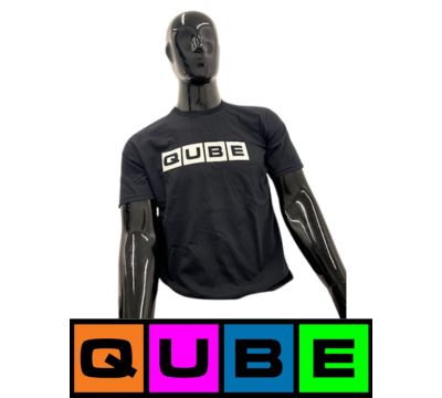 Photograph of product: Qube | Black Shirt | Solid Logo | Medium