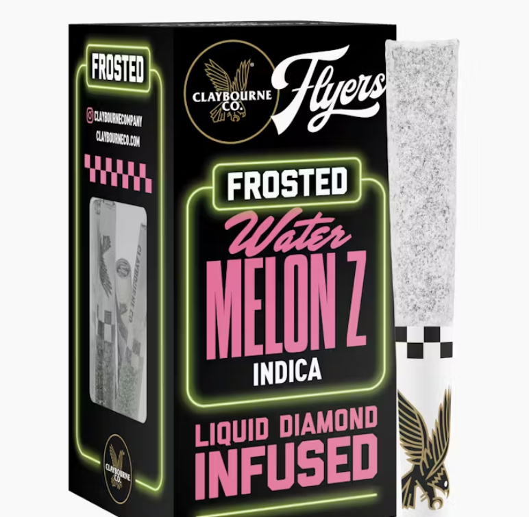 Photograph of product: Claybourne Co Flyers Frosted Watermelon Z Infused Preroll 5pk 2.5g