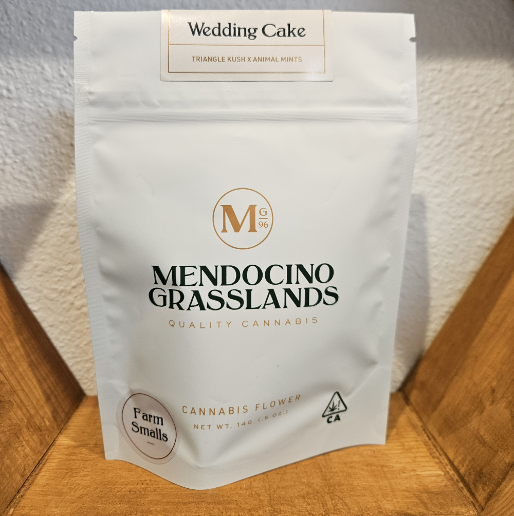 Photograph of product: Mendocino Grasslands Wedding Cake Indica Smalls, 1/2 oz - 14g