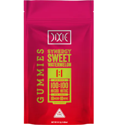 Photograph of product: Dixie | Gummies | Sweet Melon 1:1 | 10 x 10mg TH-oui: 10mg CBD