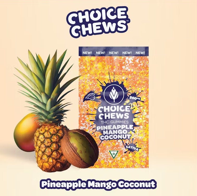 Photograph of product: Choice Chews | 200mg Gummies | Pineapple Mango Coconut