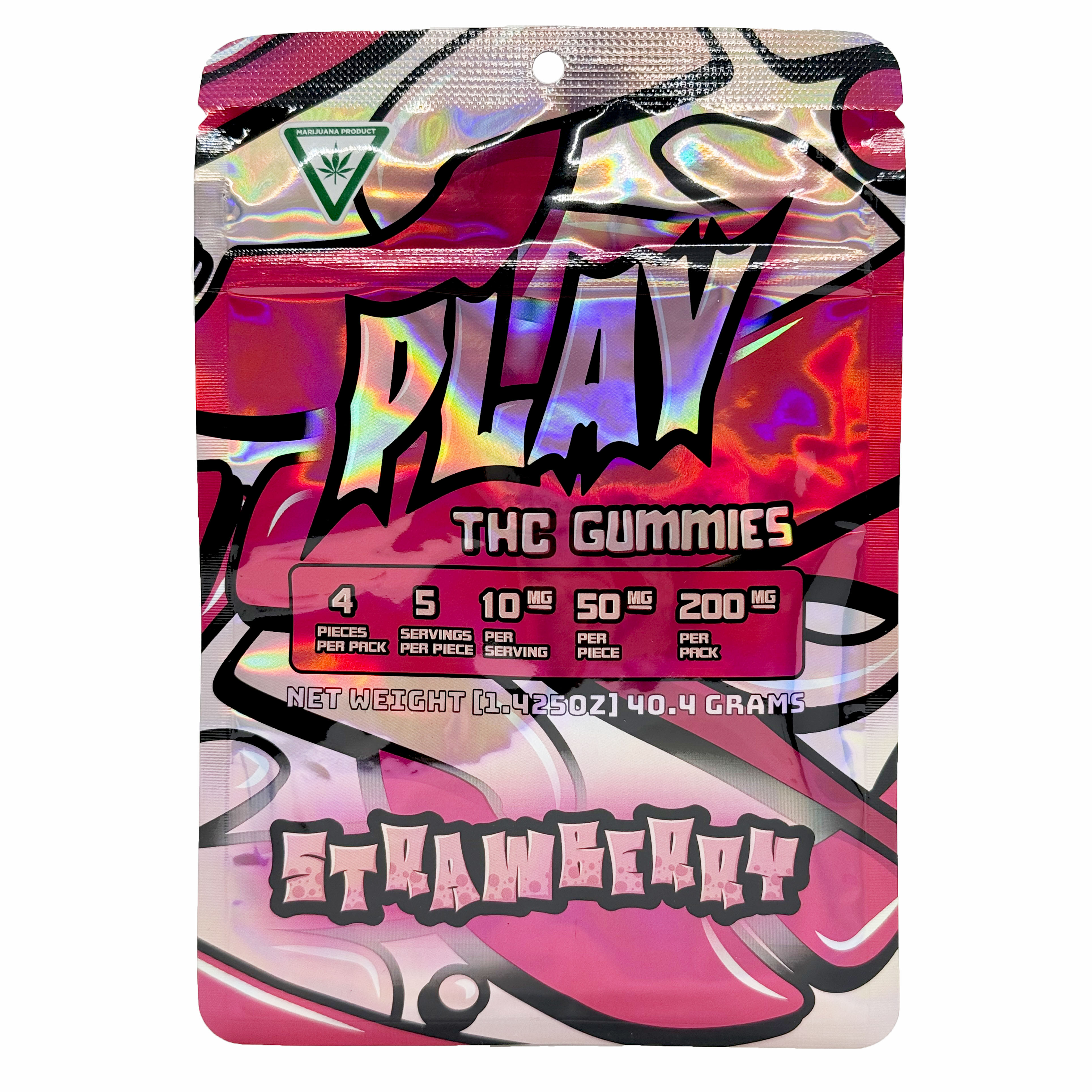 Photograph of product: Play Strawberry Gummies 200mg Rec