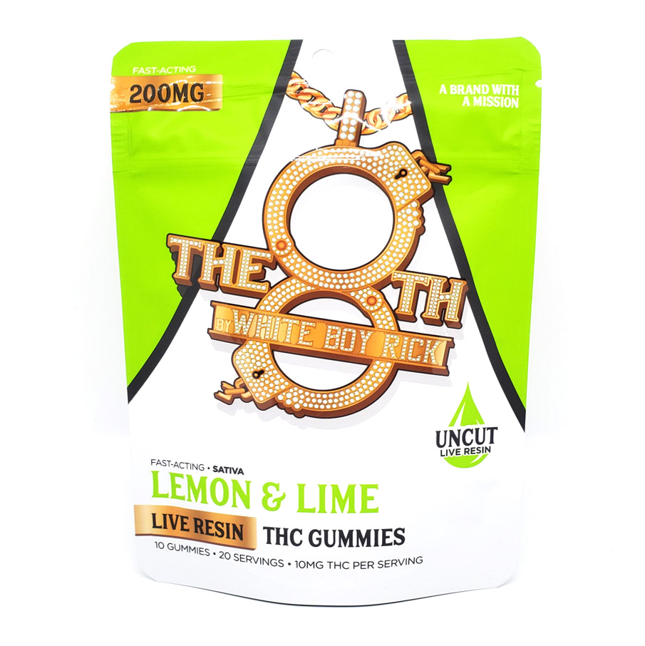 Photograph of product: The 8th By White Boy Rick Lemon & Lime Fast-Acting Live Resin Gummies 200mg Rec