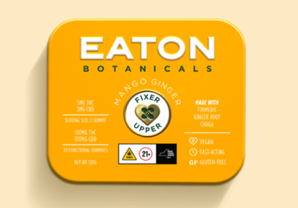 Photograph of product: Eaton Botanicals | Fixer Upper | Mango Ginger | 1:1 TH-oui / CBD Gummy | 20pk