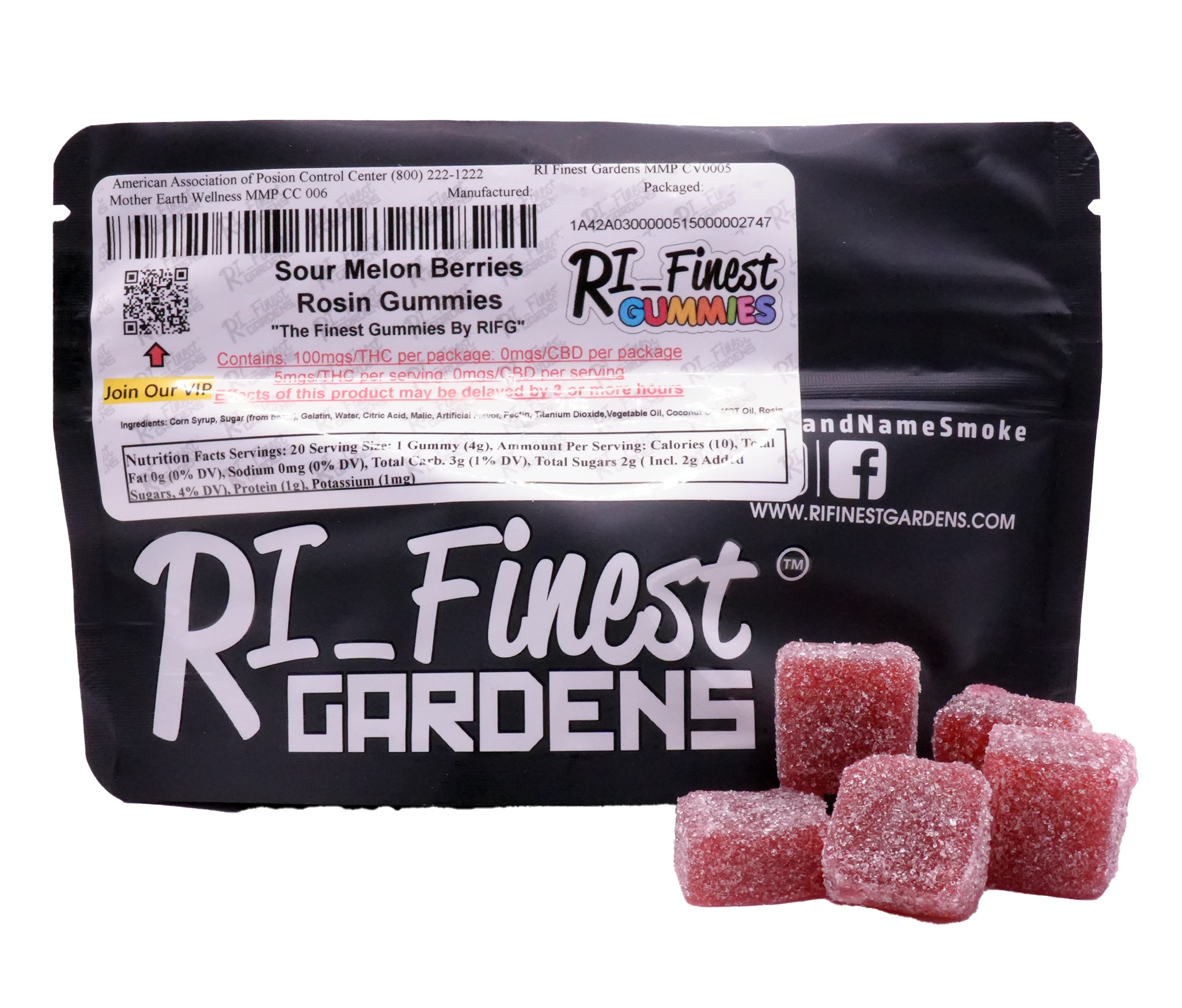 Photograph of product: Sour Melon Berries Rosin Gummies - 20pk