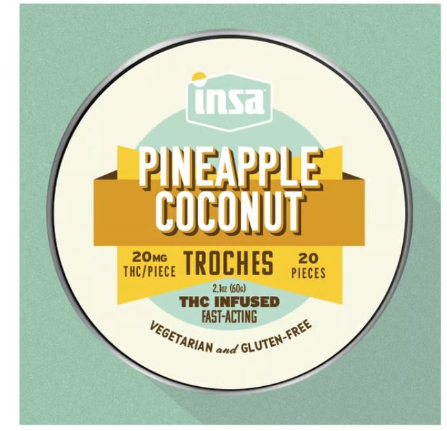 Photograph of product: Pineapple Coconut RSO Troches 20mg/20pk (400mg)