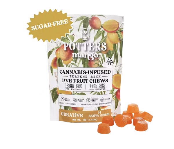 Photograph of product: Mango 1:1 Creative Sugar-Free Live Resin Fruit Chews  100mg - Sales Floor