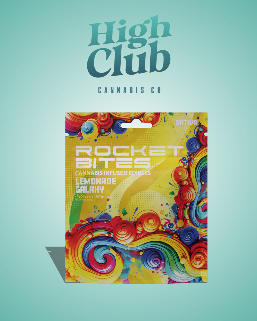 Photograph of product: Rocket Bites | Lemonade Galaxy | 200mg Gummies
