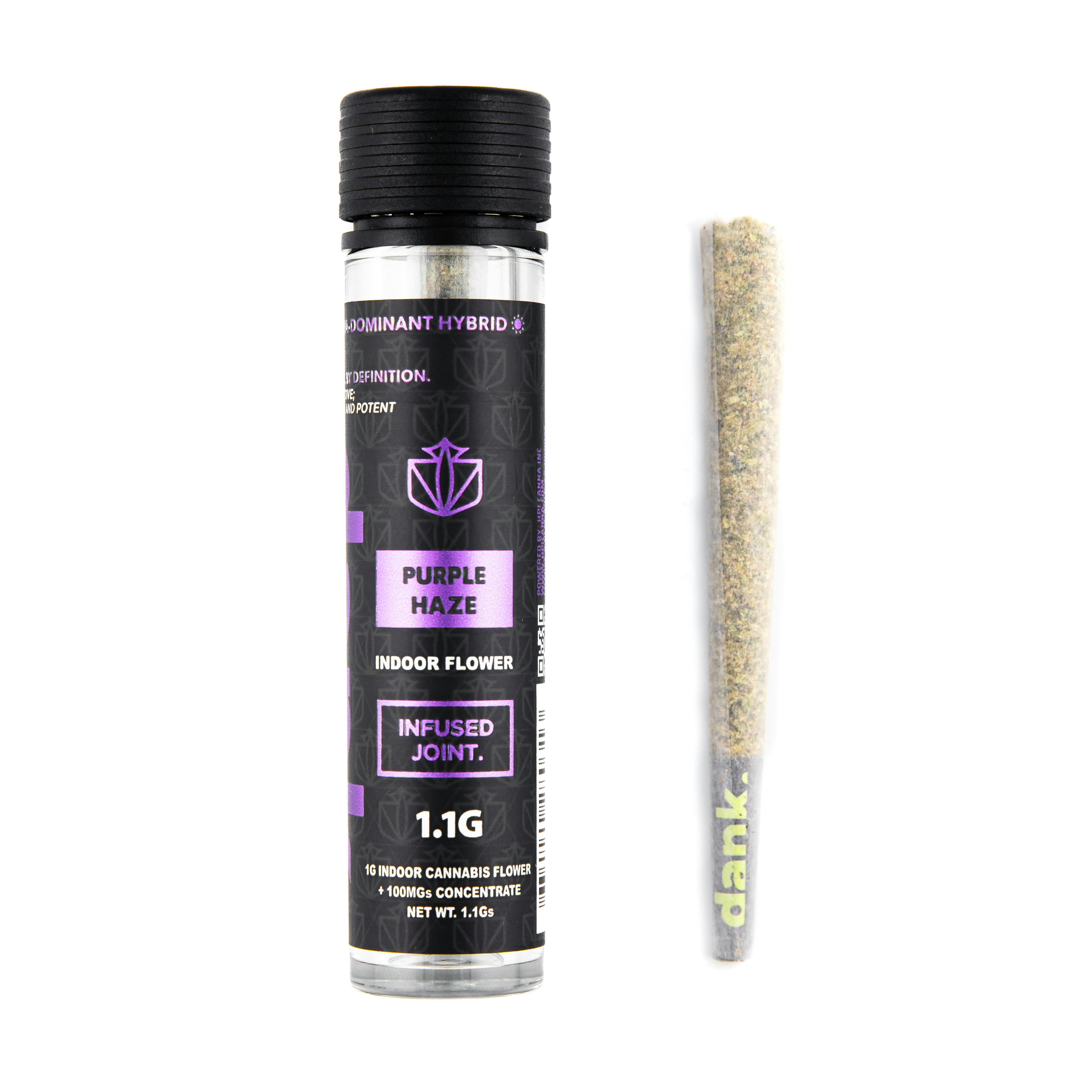 Photograph of product: Dank | Infused | Pre-Roll | Purple Haze | 1.1g
