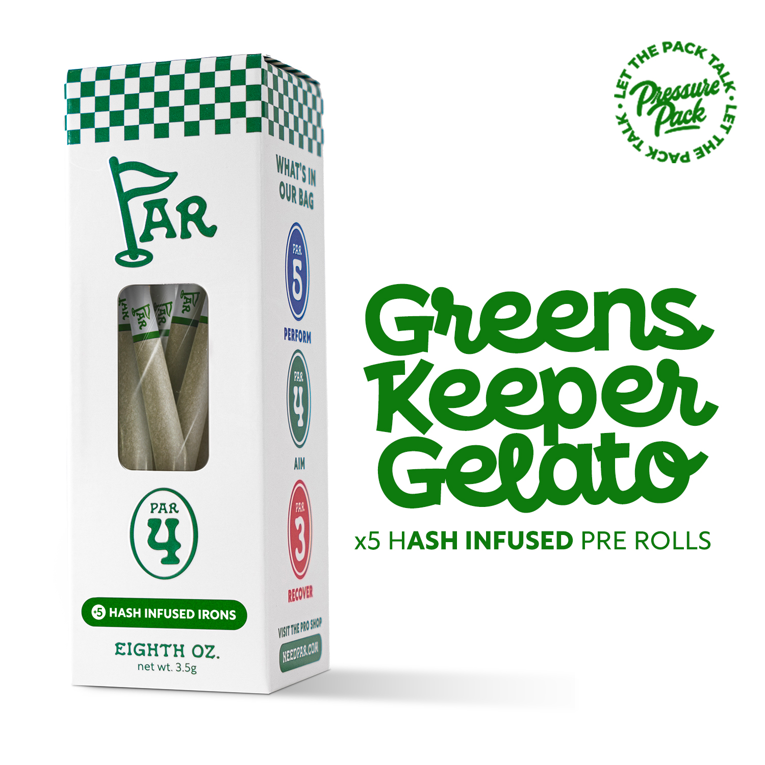 Photograph of product: Par x Pressure Pack - Greens Keeper Gelato au chocolat Infused Irons 5pk 3.5g
