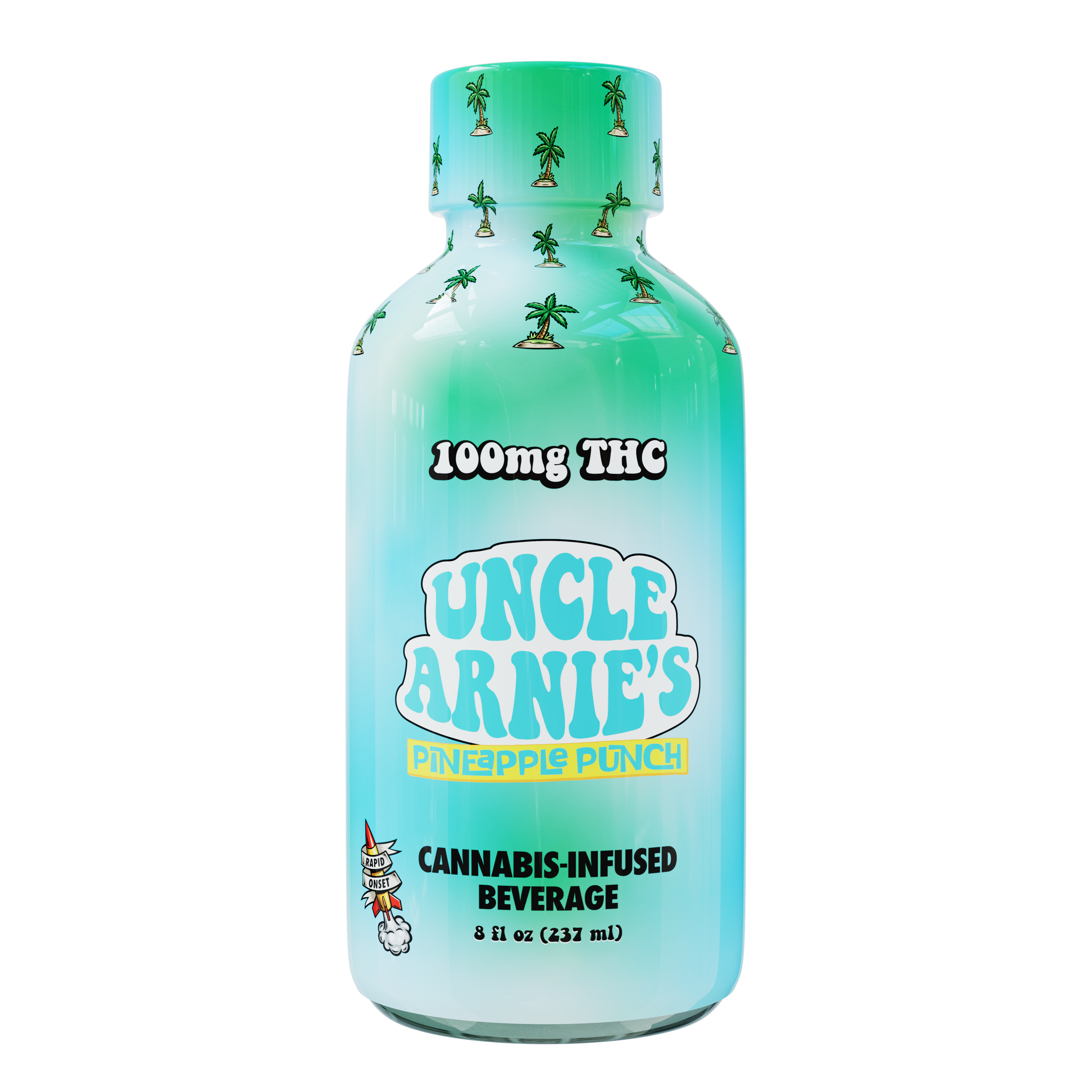 Photograph of product: UNCLE ARNIE'S - DRINK - 100MG - 8OZ - PINEAPPLE PUNCH - HYBRID