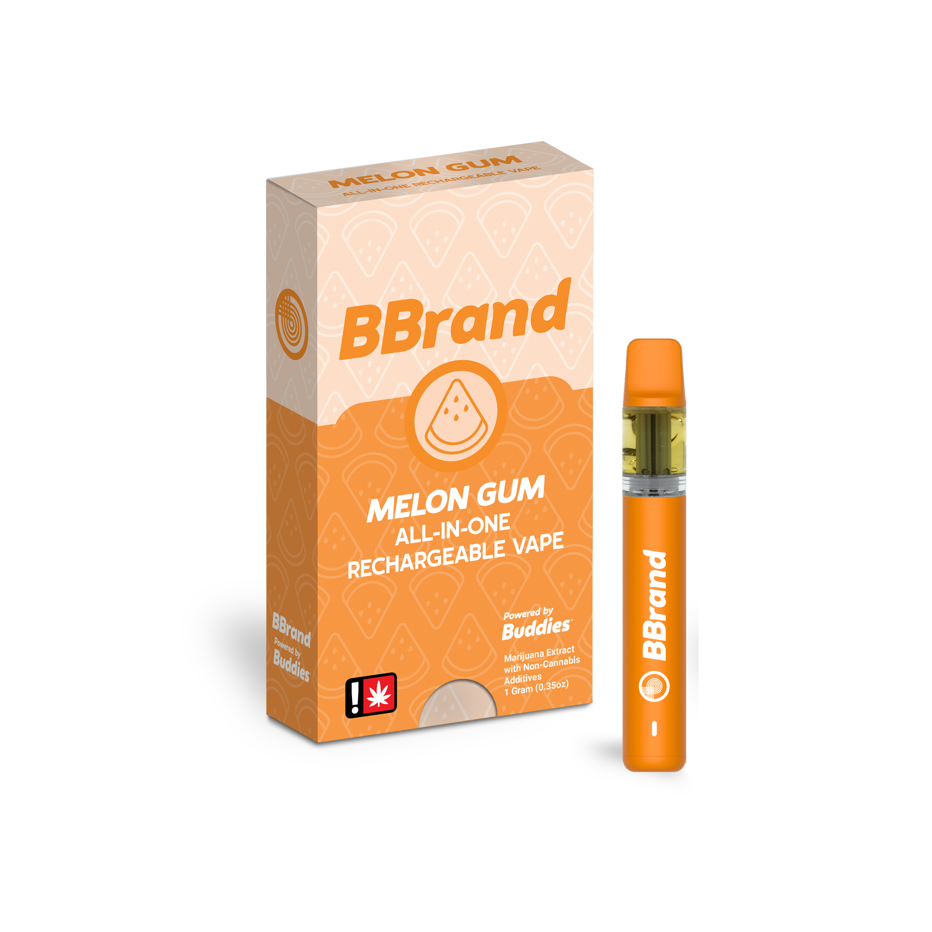 Photograph of product: BBrand - MELON GUM - Disposable Distillate Cartridge - (1g) - H