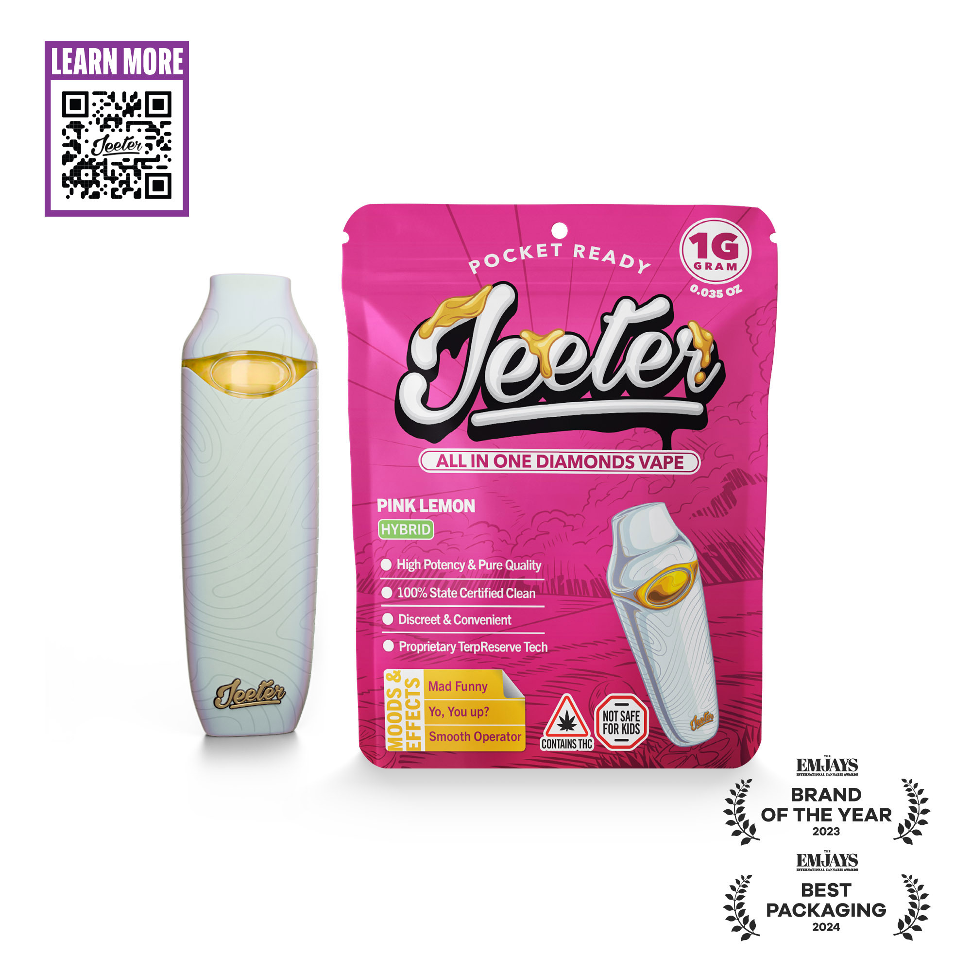 Photograph of product: Pink Lemon Liquid Diamonds Disposable Vape | 1g - Jeeter
