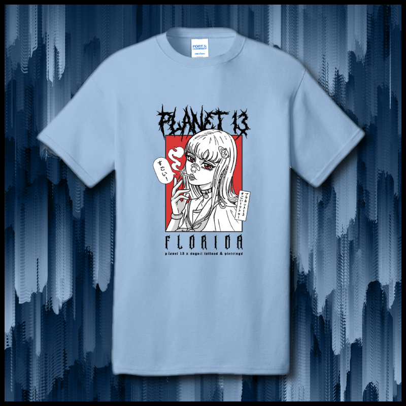 Photograph of product: Light Blue Anime Smoking Girl Tee 2XL
