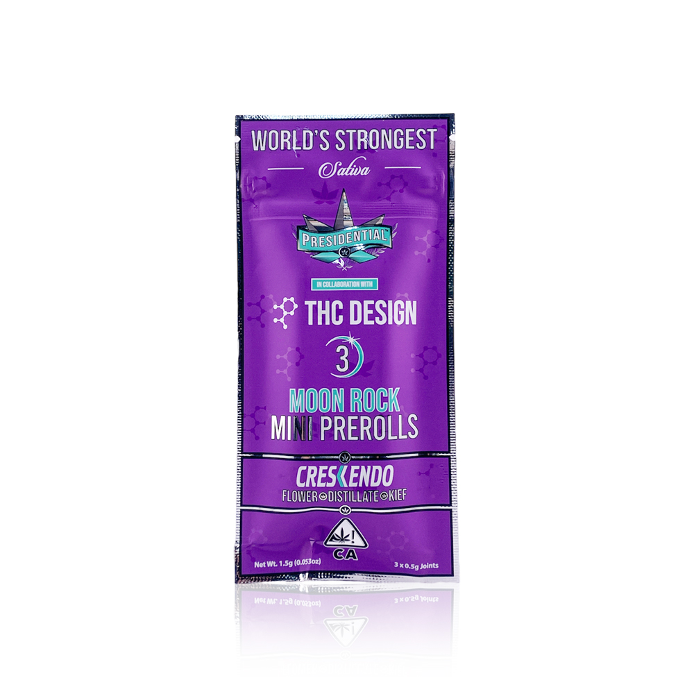 Photograph of product: PRESIDENTIAL X TH-oui DESIGN - Infused Preroll - Crescendo - Mini Moon Rock Joints - 3-Pack - 1.5G