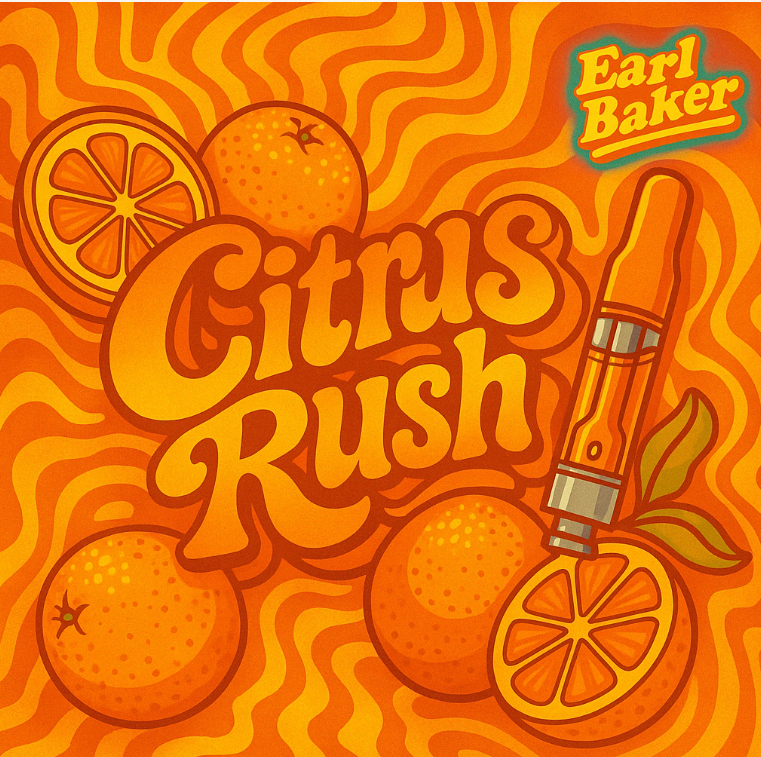 Photograph of product: Earl Baker Citrus Rush Vape 84.44% (H) 1g - 00075