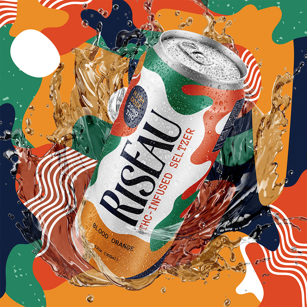Photograph of product: Blood Orange Seltzer | 25mg | 12oz Beverage | RisEau