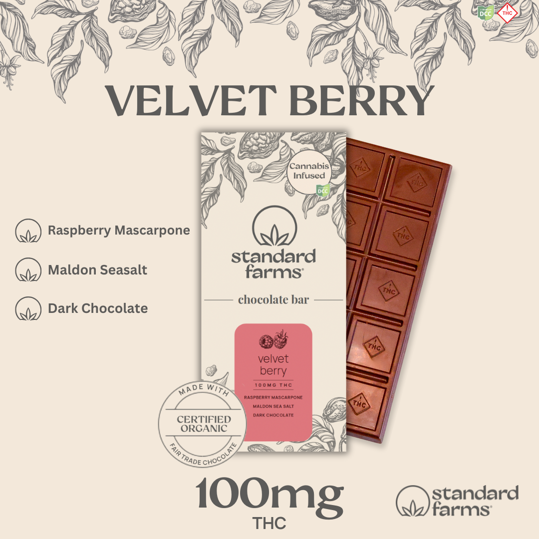 Photograph of Product: Velvet Berry Chocolate Bar 10pc | 100mg