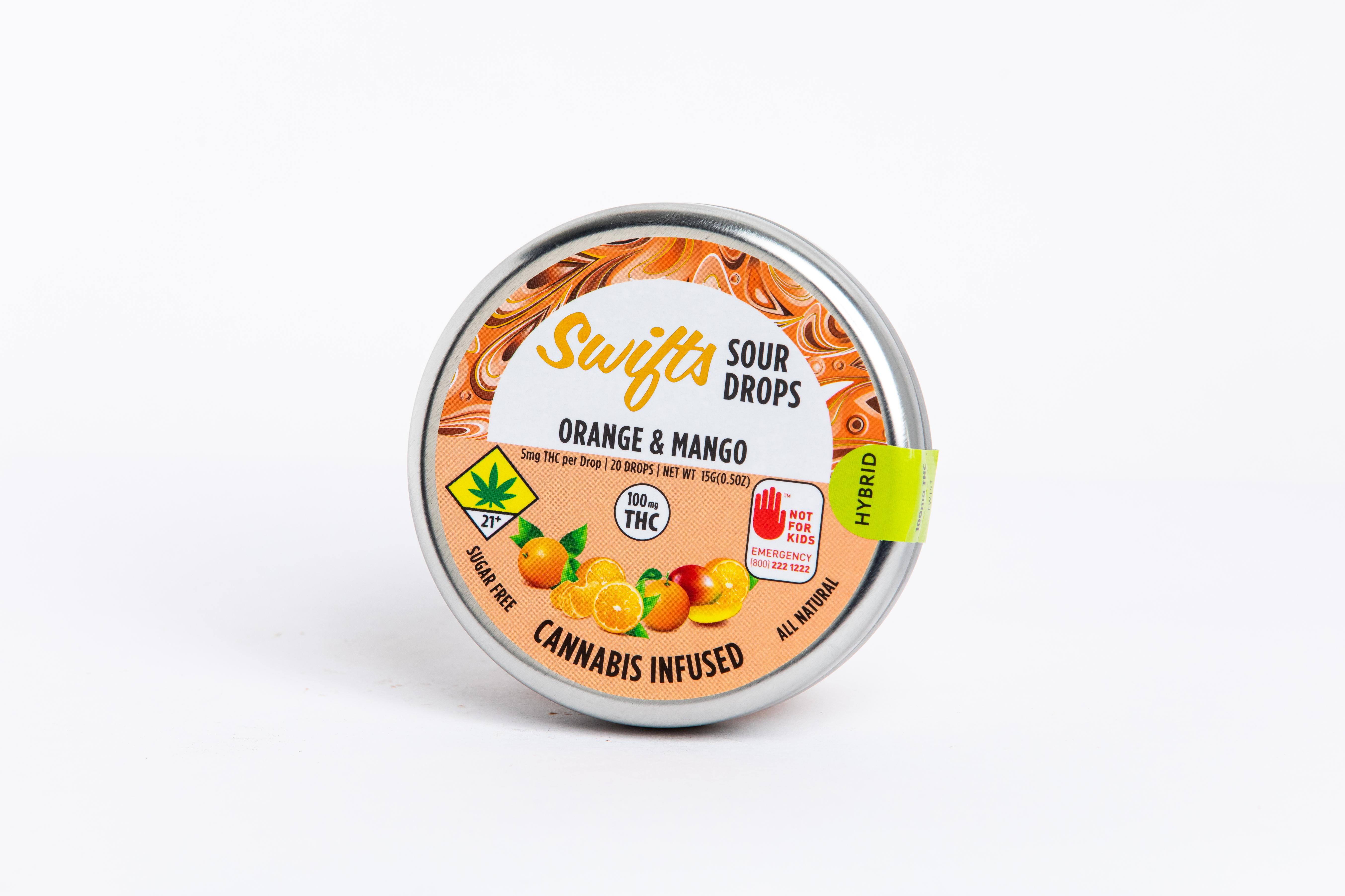 Photograph of product: Swifts | Orange & Mango Sours | Hard Candy | 20pk | 100mg TH-oui