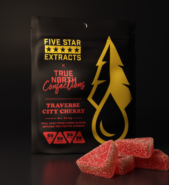 Photograph of product: Traverse City Cherry | 4pk x 50mg | Cured Badder | True North Confections