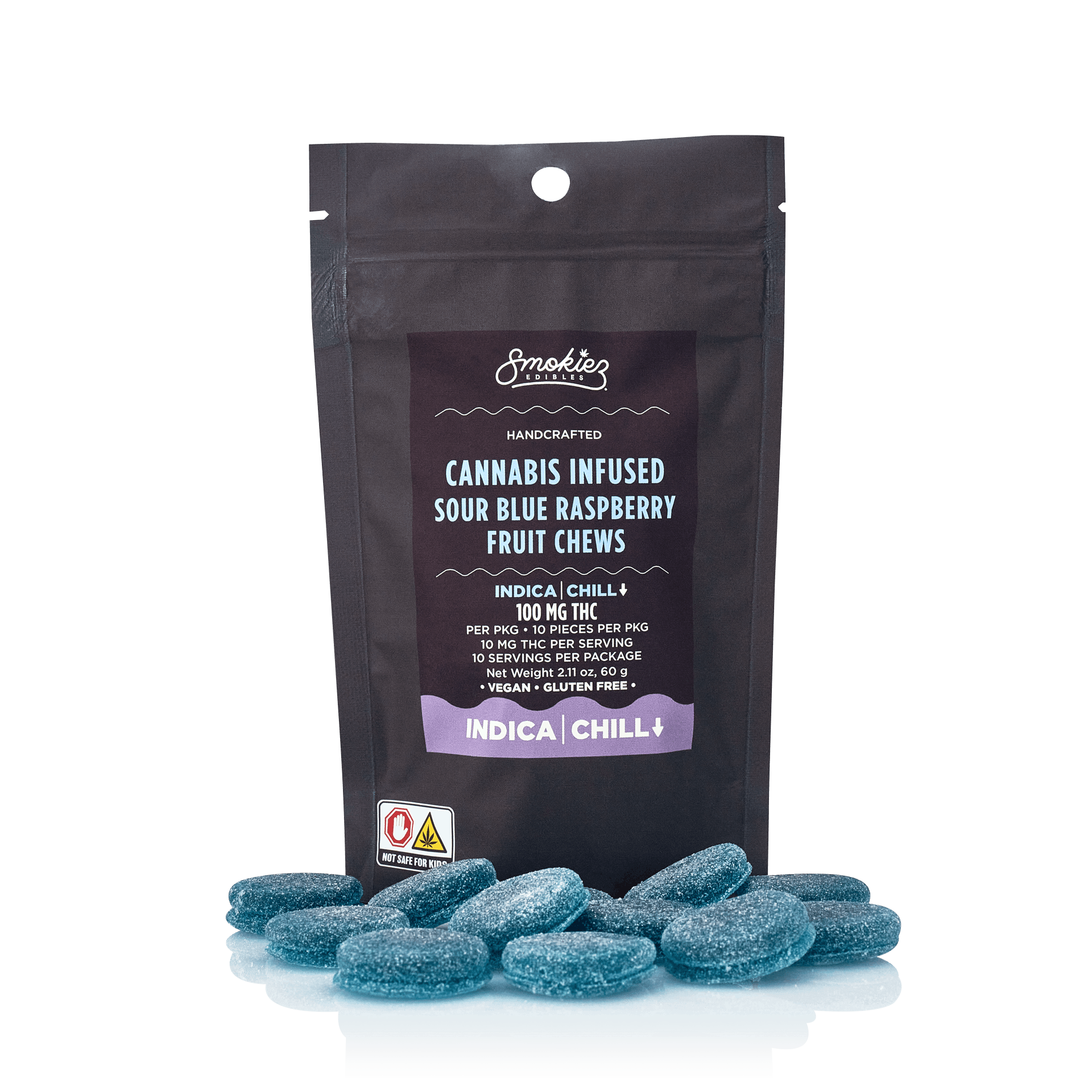 Photograph of product: Smokiez - Sour Blue Raspberry 100mg Gummies