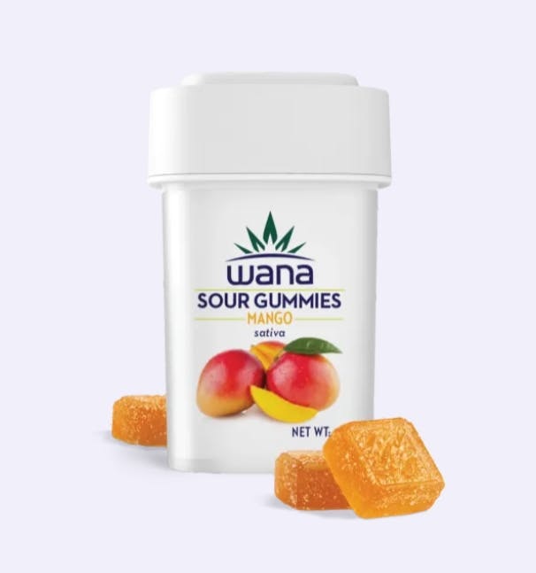 Photograph of product: Organic Sour Mango Gummies 100mg 10pk