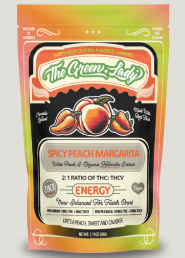 Photograph of product: The Green Lady | Spicy Peach Margarita | Edible | 10mgTH-oui + 5mgTHV