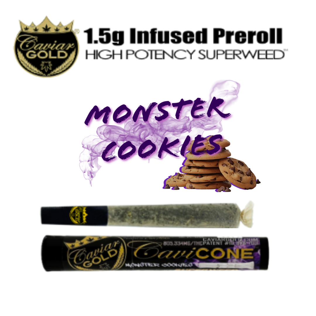 Photograph of product: Caviar Gold Preroll Monster Cookie 1.5G