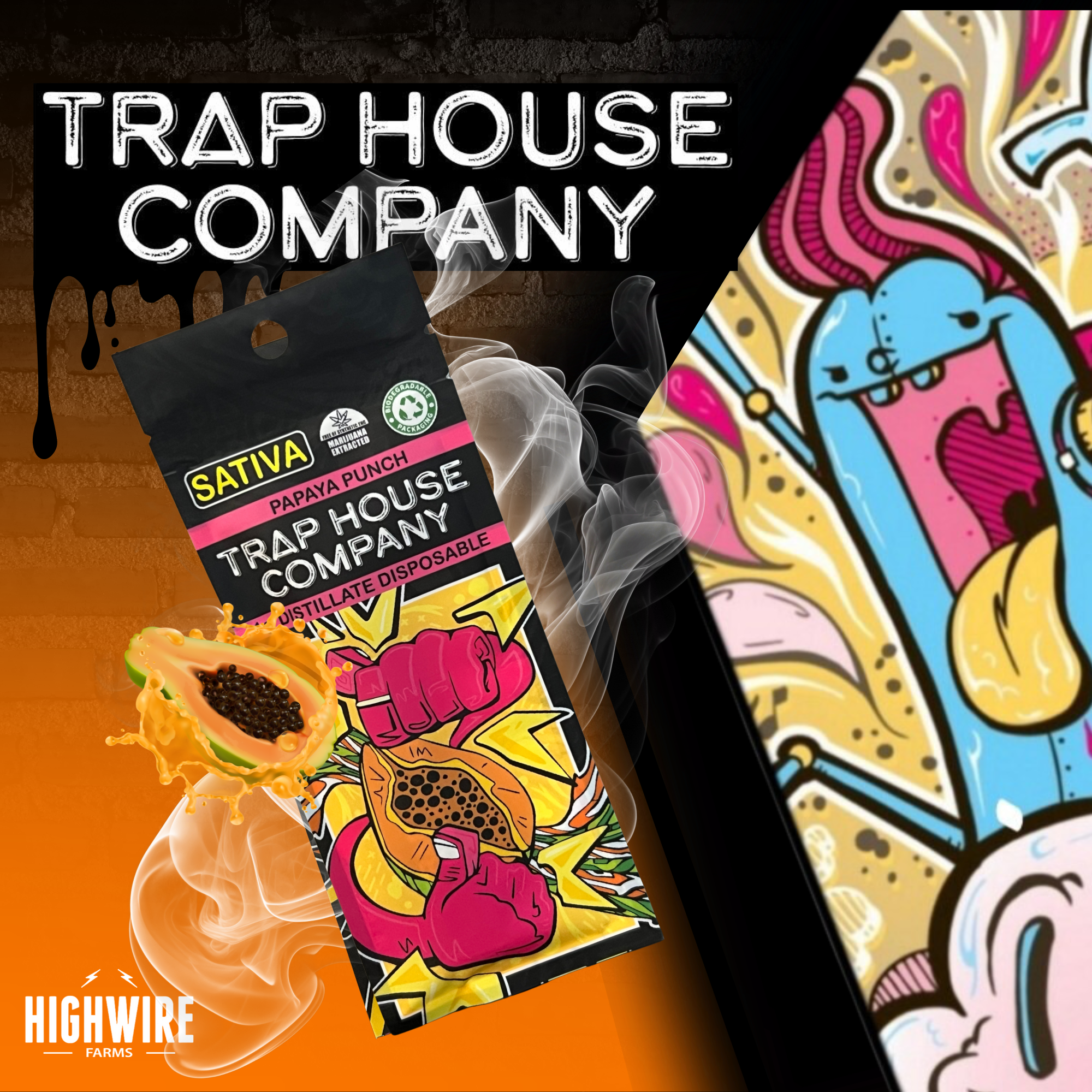 Photograph of product: Trap House Co Distillate Disposable Papaya Punch 1g