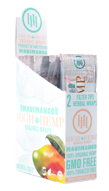 Photograph of product: High Hemp Maui Mango Organic Wraps + Filter Tips 2pk